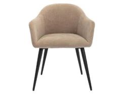 Lot De 2 Chaises BIBO - Avec Accoudoirs - Effet Velours & Métal - Beige -Mobilia Boutique chaise 426113