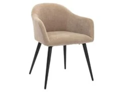 Lot De 6 Chaises BIBO - Avec Accoudoirs - Effet Velours & Métal - Beige -Mobilia Boutique chaise 426201