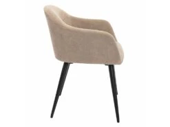 Lot De 6 Chaises BIBO - Avec Accoudoirs - Effet Velours & Métal - Beige -Mobilia Boutique chaise 426203