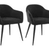 Lot De 2 Chaises BIBO - Avec Accoudoirs - Effet Velours & Métal - Noir -Mobilia Boutique chaise 427947