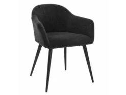 Lot De 6 Chaises BIBO - Avec Accoudoirs - Effet Velours & Métal - Noir -Mobilia Boutique chaise 427963