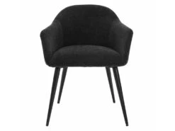 Lot De 6 Chaises BIBO - Avec Accoudoirs - Effet Velours & Métal - Noir -Mobilia Boutique chaise 427967