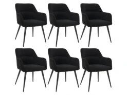 Lot De 6 Chaises - Avec Accoudoirs - Tissu Et Métal - Noir - HEKA -Mobilia Boutique chaise 431247