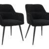 Lot De 2 Chaises - Avec Accoudoirs - Tissu Et Métal - Noir - HEKA -Mobilia Boutique chaise 431261