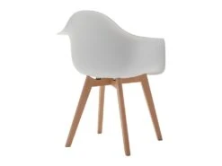Lot De 6 Chaises Avec Accoudoirs VIXI - Polypropylène Et Hêtre - Blanc -Mobilia Boutique chaise 431851