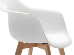 Lot De 6 Chaises Avec Accoudoirs VIXI - Polypropylène Et Hêtre - Blanc -Mobilia Boutique chaise 431855