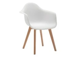 Lot De 6 Chaises Avec Accoudoirs VIXI - Polypropylène Et Hêtre - Blanc -Mobilia Boutique chaise 431859
