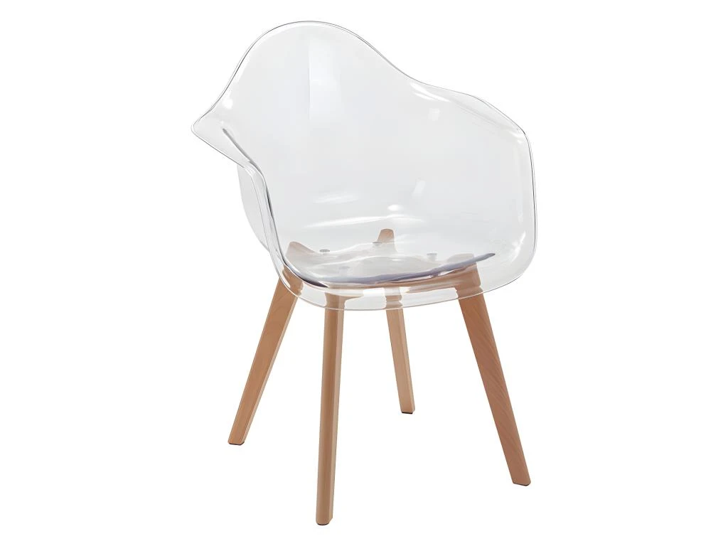 Lot De 6 Chaises Avec Accoudoirs VIXI - Polycarbonate Et Hêtre - Transparent 5 Lot De 6 Chaises Avec Accoudoirs VIXI - Polycarbonate Et Hêtre - Transparent – Image 3