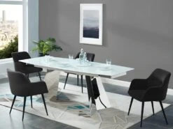 Lot De 2 Chaises - Avec Accoudoirs - Tissu Et Métal - Noir - HEKA -Mobilia Boutique chaise 432061