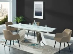 Lot De 2 Chaises - Avec Accoudoirs - Tissu Et Métal - Beige - HEKA -Mobilia Boutique chaise 432335