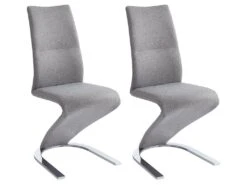 Lot De 2 Chaises ENIO - Tissu Et Métal - Gris