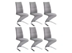 Lot De 6 Chaises ENIO - Tissu Et Métal - Gris -Mobilia Boutique chaise 438585