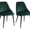 Lot De 2 Chaises - Velours Et Métal - Vert - EZRA -Mobilia Boutique chaise 439819