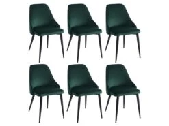 Lot De 6 Chaises - Velours Et Métal - Vert - EZRA -Mobilia Boutique chaise 439883