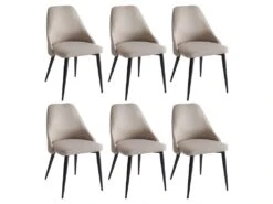Lot De 6 Chaises EZRA - Tissu Et Métal - Crème 11 Lot De 6 Chaises EZRA - Tissu Et Métal - Crème -Mobilia Boutique chaise 439929
