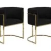 Lot De 2 Chaises Avec Accoudoirs - Velours Et Acier Inoxydable - Noir Et Doré - PERIA De Pascal MORABITO -Mobilia Boutique chaise 440027