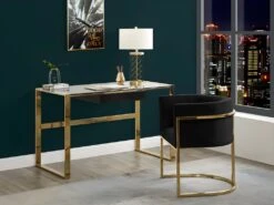 Lot De 2 Chaises Avec Accoudoirs - Velours Et Acier Inoxydable - Noir Et Doré - PERIA De Pascal MORABITO -Mobilia Boutique chaise 440029