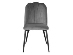 Lot De 2 Chaises ROSARIO - Effet Velours Et Métal Noir - Gris -Mobilia Boutique chaise 446899