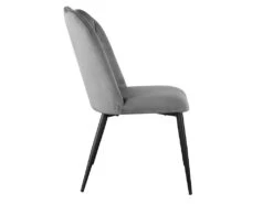 Lot De 2 Chaises ROSARIO - Effet Velours Et Métal Noir - Gris -Mobilia Boutique chaise 446901