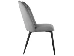 Lot De 6 Chaises ROSARIO - Effet Velours Et Métal Noir - Gris -Mobilia Boutique chaise 446921