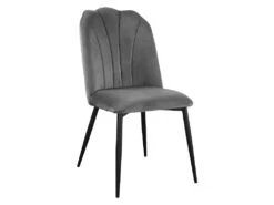 Lot De 6 Chaises ROSARIO - Effet Velours Et Métal Noir - Gris -Mobilia Boutique chaise 446925