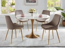 Lot De 2 Chaises MASURIE - Velours Et Métal Doré - Taupe -Mobilia Boutique chaise 447169