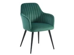 Lot De 2 Chaises Avec Accoudoirs En Velours Et Métal Noir - Vert - ELEANA -Mobilia Boutique chaise 449993