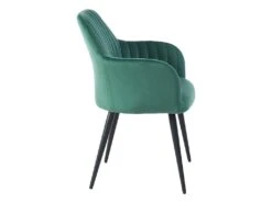 Lot De 2 Chaises Avec Accoudoirs En Velours Et Métal Noir - Vert - ELEANA -Mobilia Boutique chaise 449999