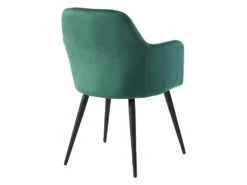 Lot De 2 Chaises Avec Accoudoirs En Velours Et Métal Noir - Vert - ELEANA -Mobilia Boutique chaise 450001
