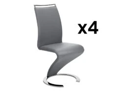 Lot De 4 Chaises TWIZY - Simili Gris