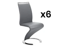Lot De 6 Chaises TWIZY - Simili Gris