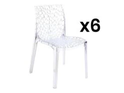 Lot De 6 Chaises Empilables DIADEME - Polycarbonate Plein - Cristal