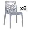 Lot De 6 Chaises Empilables DIADEME - Polypropylène - Gris Clair -Mobilia Boutique chaise 452277