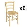 Lot De 6 Chaises PAYSANNE - Hêtre Massif Teinté Naturel, Paille De Riz