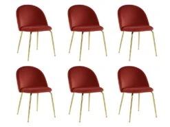 Lot De 6 Chaises - Velours Et Métal Doré - Terracotta - MELBOURNE -Mobilia Boutique chaise 452405
