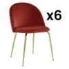 Lot De 6 Chaises - Velours Et Métal Doré - Terracotta - MELBOURNE 1 Lot De 6 Chaises - Velours Et Métal Doré - Terracotta - MELBOURNE -Mobilia Boutique chaise 452409