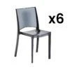 Lot De 6 Chaises Empilables HELLY - Polycarbonate Plein - Gris Ardoise -Mobilia Boutique chaise 452611