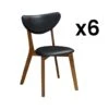 Lot De 6 Chaises LISETTE - Hévéa Massif & Simili - Noyer Et Noir -Mobilia Boutique chaise 452637