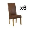 Lot De 6 Chaises SANTOS - Microfibre Aspect Cuir Vieilli - Pieds Bois Clair -Mobilia Boutique chaise 452643