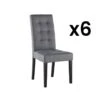 Lot De 6 Chaises VILLOSA - Tissu Gris & Pieds Bois Noir -Mobilia Boutique chaise 452647