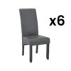 Lot De 6 Chaises ROVIGO - Simili Gris Mat - Pieds Bois Noir -Mobilia Boutique chaise 452651