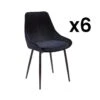Lot De 6 Chaises - Velours Et Métal Noir - Noir - MASURIE -Mobilia Boutique chaise 452663