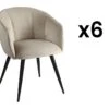 Lot De 6 Chaises VADIM De Pascal MORABITO - Velours Et Métal - Beige -Mobilia Boutique chaise 453667