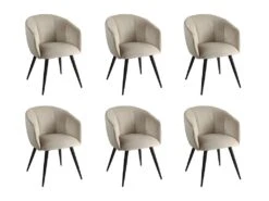 Lot De 6 Chaises VADIM De Pascal MORABITO - Velours Et Métal - Beige -Mobilia Boutique chaise 453677