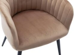 Lot De 2 Chaises Avec Accoudoirs En Velours Et Métal Noir - Beige - ELEANA -Mobilia Boutique chaise 453867