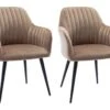 Lot De 2 Chaises Avec Accoudoirs En Velours Et Métal Noir - Beige - ELEANA -Mobilia Boutique chaise 453871