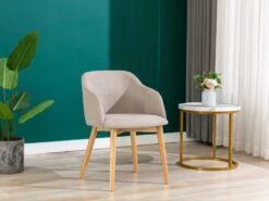 Lot De 2 Chaises Avec Accoudoirs - Tissu Et Hévéa - Beige - JELISA -Mobilia Boutique chaise 4577851