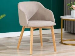 Lot De 2 Chaises Avec Accoudoirs - Tissu Et Hévéa - Beige - JELISA -Mobilia Boutique chaise 4577863