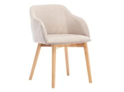 Lot De 2 Chaises Avec Accoudoirs - Tissu Et Hévéa - Beige - JELISA -Mobilia Boutique chaise 4577883