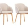 Lot De 2 Chaises Avec Accoudoirs - Tissu Et Hévéa - Beige - JELISA -Mobilia Boutique chaise 4577915